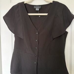 Black Button-Up Women's Blouse
